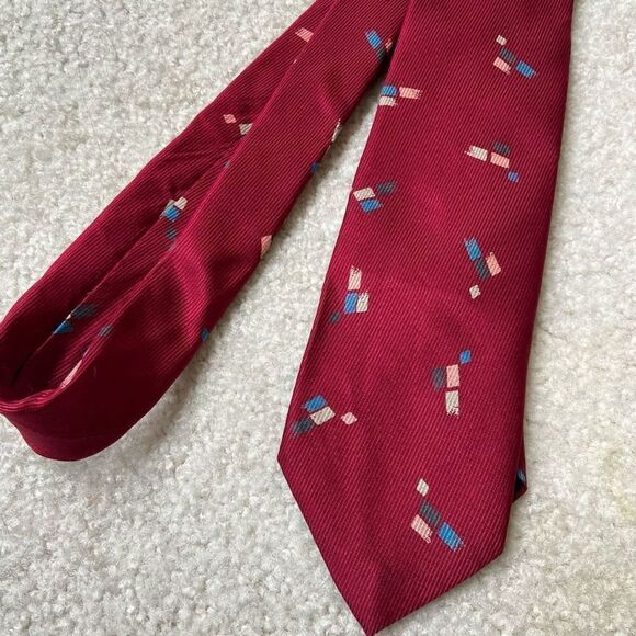 VTG Oscar de la Renta Men's Maroon Silk Tie - Picture 1 of 5
